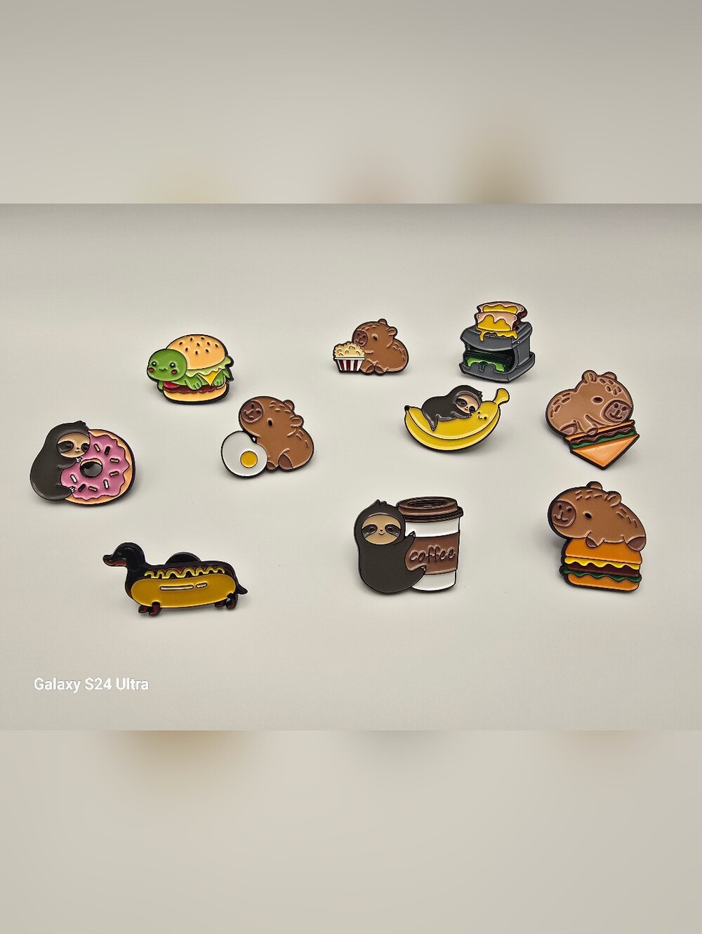 Cute Animal & Food Enamel Pin Set - Assorted Colors